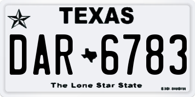 TX license plate DAR6783