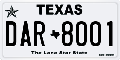 TX license plate DAR8001