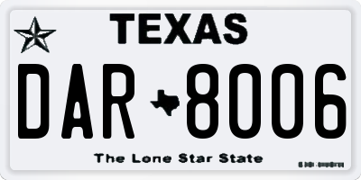 TX license plate DAR8006