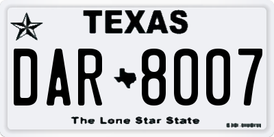 TX license plate DAR8007