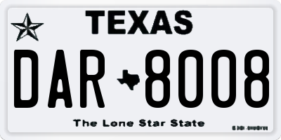 TX license plate DAR8008