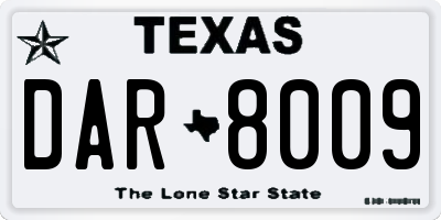 TX license plate DAR8009