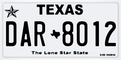 TX license plate DAR8012