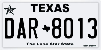 TX license plate DAR8013