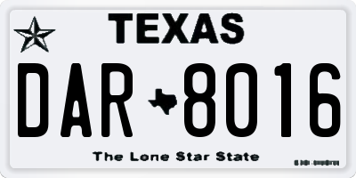 TX license plate DAR8016