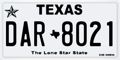 TX license plate DAR8021
