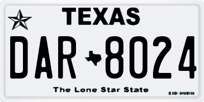 TX license plate DAR8024