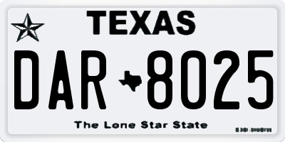 TX license plate DAR8025