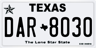 TX license plate DAR8030