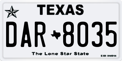 TX license plate DAR8035