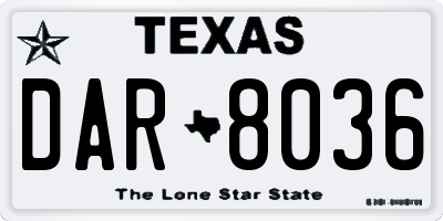 TX license plate DAR8036