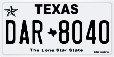 TX license plate DAR8040