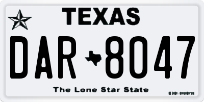 TX license plate DAR8047