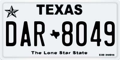 TX license plate DAR8049