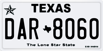 TX license plate DAR8060