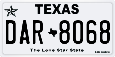 TX license plate DAR8068