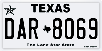 TX license plate DAR8069