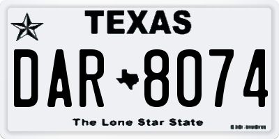 TX license plate DAR8074