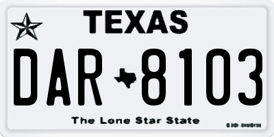 TX license plate DAR8103