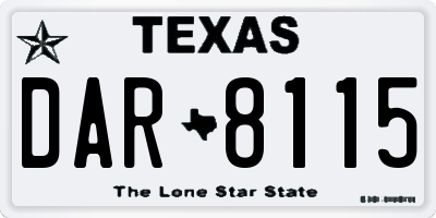 TX license plate DAR8115