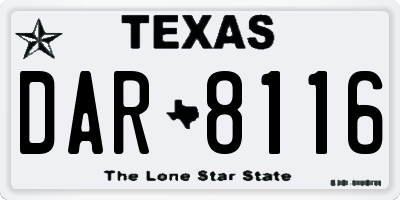TX license plate DAR8116