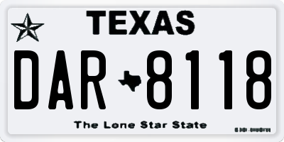 TX license plate DAR8118