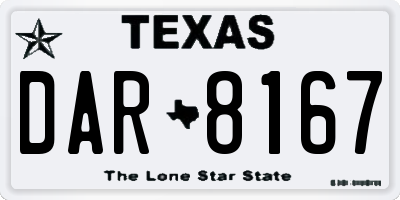 TX license plate DAR8167