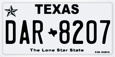 TX license plate DAR8207