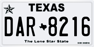 TX license plate DAR8216