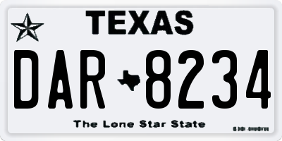 TX license plate DAR8234