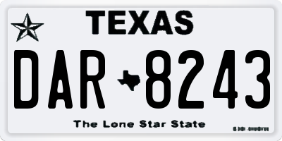 TX license plate DAR8243