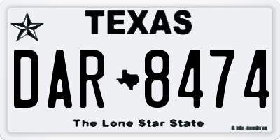 TX license plate DAR8474