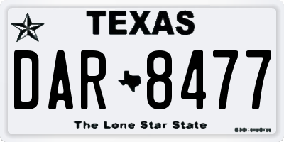 TX license plate DAR8477
