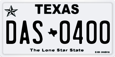 TX license plate DAS0400