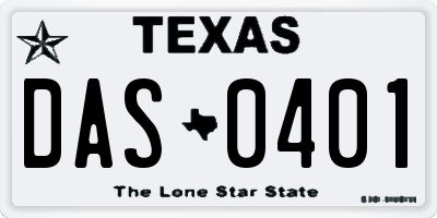 TX license plate DAS0401