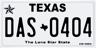 TX license plate DAS0404