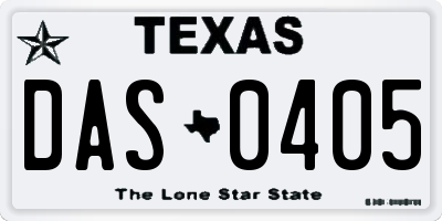 TX license plate DAS0405