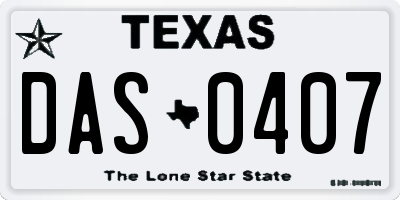 TX license plate DAS0407