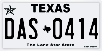 TX license plate DAS0414