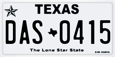 TX license plate DAS0415