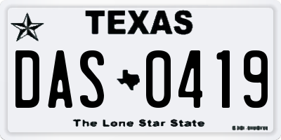 TX license plate DAS0419