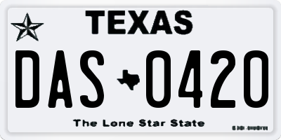 TX license plate DAS0420