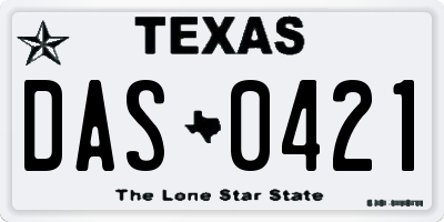 TX license plate DAS0421