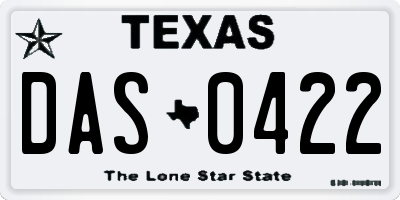 TX license plate DAS0422