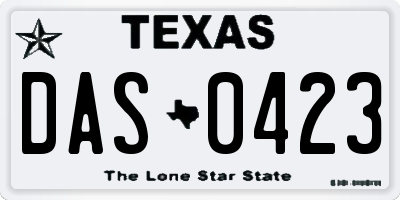 TX license plate DAS0423
