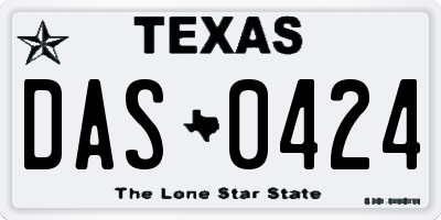 TX license plate DAS0424