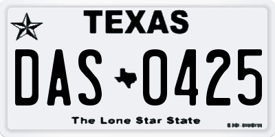 TX license plate DAS0425