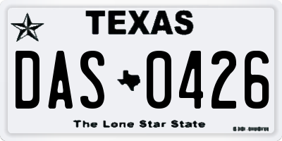 TX license plate DAS0426