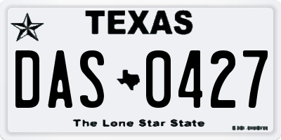 TX license plate DAS0427