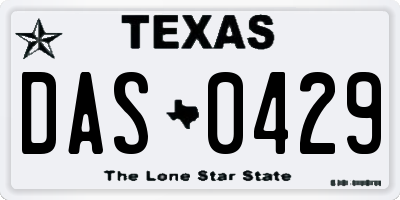 TX license plate DAS0429